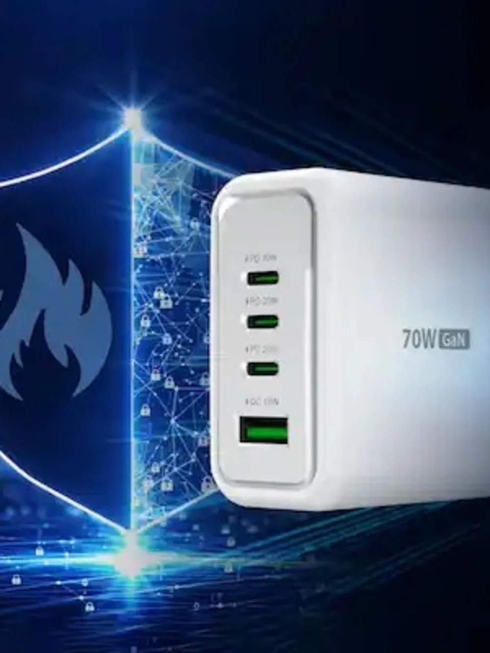 70W GaN Fast USB-C Wall Charger - White